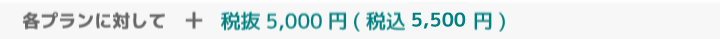 各プランに対して +税抜5,000 円(税込5,400円)